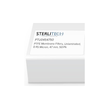 Sterlitech PTFE Unlaminated Membrane Filters, 0.45 micron, 47mm, PK50 PTU0454750